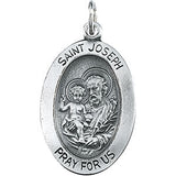 Sterling Silver 23.5x16.25mm St. Joseph Oval Medal