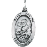 Sterling Silver 23.5x16.25mm St. Joseph Oval Medal