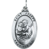 Sterling Silver 23.5x16.25mm St. Joseph Oval Medal