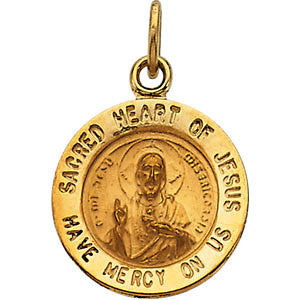 Sterling Silver 18.5mm Sacred Heart of Jesus 18" Necklace