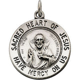 Sterling Silver 18.5mm Sacred Heart of Jesus 18" Necklace