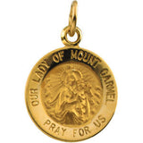 14K Yellow 15mm Our Lady of Mount Carmel Medal Pendant