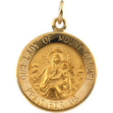 14K Yellow 15mm Our Lady of Mount Carmel Medal Pendant