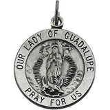 Sterling Silver 15mm Round Our Lady of Guadalupe Medal