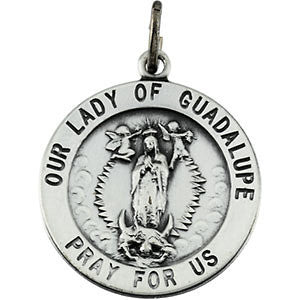 Sterling Silver 15mm Round Our Lady of Guadalupe Medal