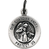 Sterling Silver 11.8mm Guardian Angel Medal