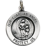 Sterling Silver 11.8mm Guardian Angel Medal