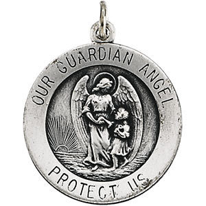 Sterling Silver 11.8mm Guardian Angel Medal