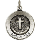 Sterling Silver 11.75mm Confirmation Medal with Cross