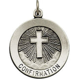 Sterling Silver 11.75mm Confirmation Medal with Cross