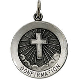 Sterling Silver 11.75mm Confirmation Medal with Cross