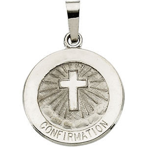 Sterling Silver 11.75mm Confirmation Medal with Cross