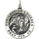 14K Yellow 12mm Round Our Lady of Lourdes Medal