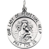 14K Yellow 12mm Round Our Lady of Perpetual Help Medal