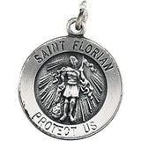 14K Yellow 12mm Round St. Florian Medal