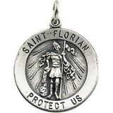 14K Yellow 12mm Round St. Florian Medal