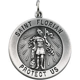 14K Yellow 12mm Round St. Florian Medal