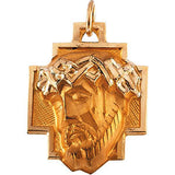 14K Yellow 12x12mm Face of Jesus Pendant