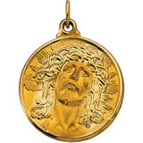 14K Yellow 28mm Round Face of Jesus (Ecce Homo) Medal