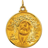 14K Yellow 28mm Round Face of Jesus (Ecce Homo) Medal