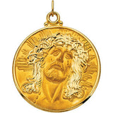 14K Yellow 28mm Round Face of Jesus (Ecce Homo) Medal