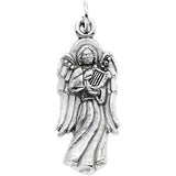 14K White 16x6mm Angel with Harp Pendant