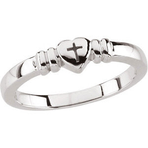 14K Yellow Heart with Cross Chastity Ring Size 6