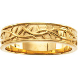 14K White Thorn Design Band