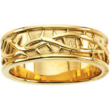 14K White Thorn Design Band