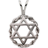 14K White 20x13mm Star of David Pendant