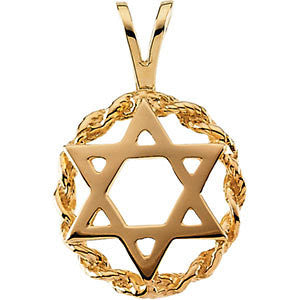 14K White 20x13mm Star of David Pendant