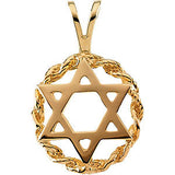 14K White 20x13mm Star of David Pendant