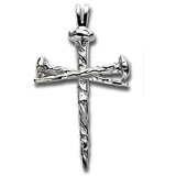 14K Yellow 34x24mm Nail Design Cross Pendant